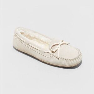 stars above cream moccasin slippers